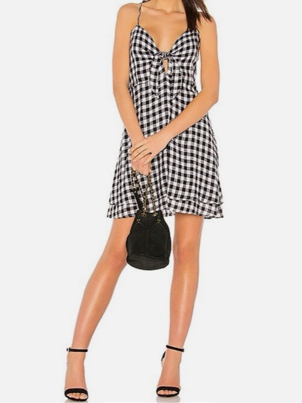 Rails August Gingham Tie-Front Slip Dress Size Medium